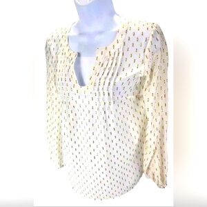 Lilly Pulitzer Ladies Top XS White Colby Crinkle Clip Silk Jacquard Metallic